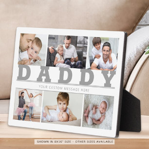 Plaque Photo DADDY 6 Photo Collage Gris Texte Personnalisé 5x7