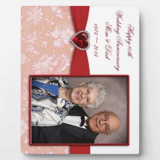 Plaque photo Damask 40th Mariage Anniversary (Devant)