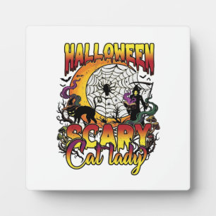 Plaque Photo Dame de chat effrayante Halloween Faucheuse Lune M