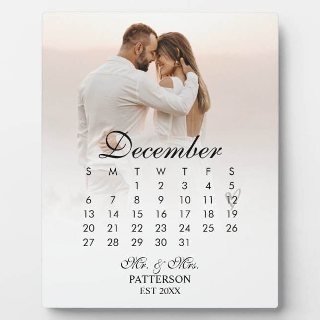 Plaque Photo Date Mariage simple et moderne (Devant)