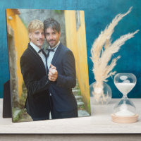 Plaque photo de mariage gay avec deux mariés
