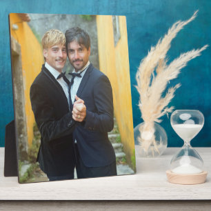 Plaque photo de mariage gay avec deux mariés