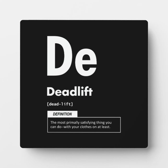 Plaque Photo Deadlift - Table Périodique - Mème De Gym Drôle (Devant)
