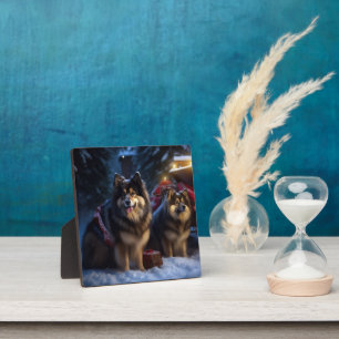 Plaque Photo Décor de Noël Lapphund Snowy Sleigh