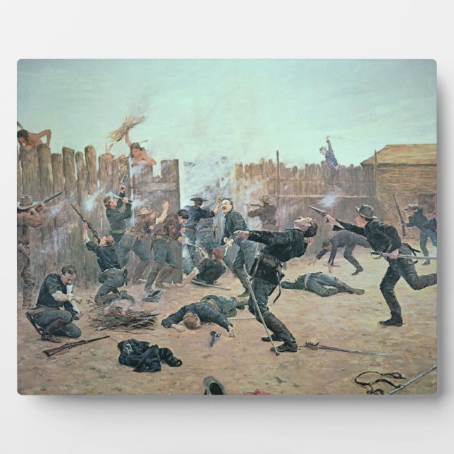 Plaque Photo Defending the Fort : Indians attaque U.S. Cavalry (Devant)