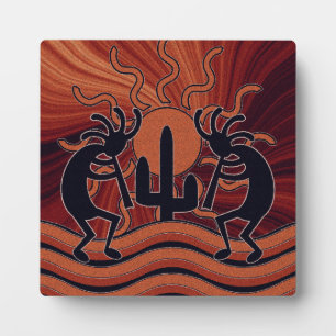 Plaque Photo Desert Sun Cactus Kokopelli Motif sud-ouest