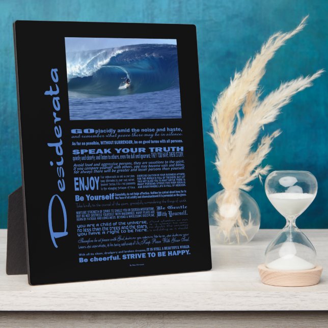 Plaque Photo Desiderata Poem Surf À Hawaii (Côté)