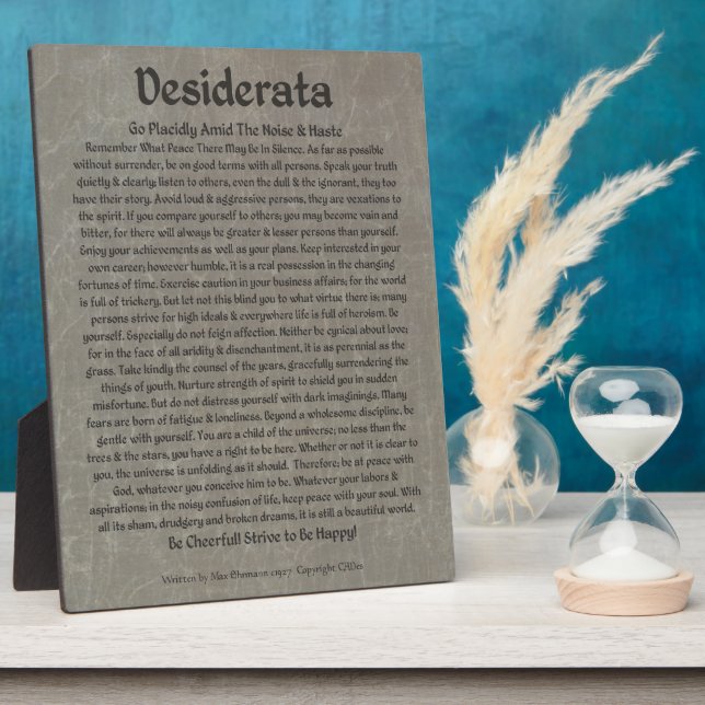 Plaque Photo Desiderata sur le marbre gris (Côté)