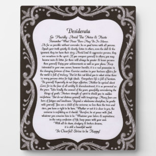 Plaque Photo Desiderata sur le tableau de bord