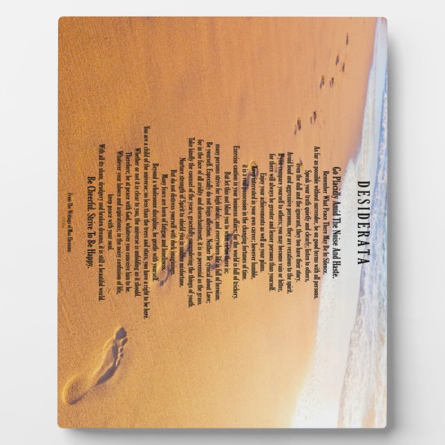 Plaque Photo Desiderata sur les empreintes dans le sable (Devant)