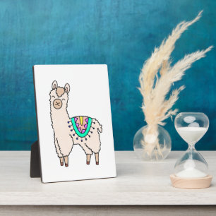 Plaque Photo dessin animé de llama alpaga souriant
