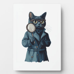Plaque Photo Détective Whiskers � Roman policier drôle de chat