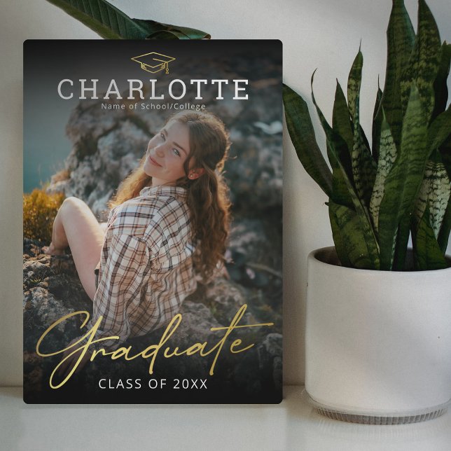 Plaque Photo Diplômé de la photo Black Gold (Créateur téléchargé)