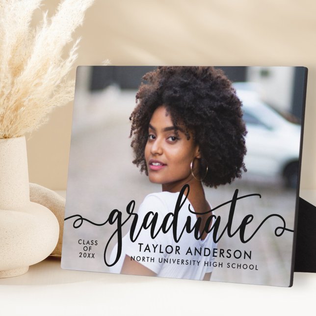 Plaque Photo Diplôme de photographie de script noir moderne (Créateur téléchargé)