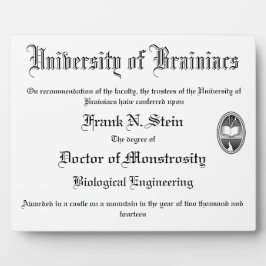 Plaque Photo Diplôme Frankenstein