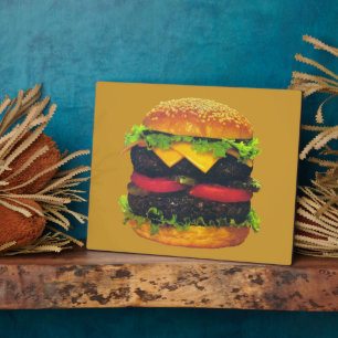 Plaque Photo Double Deluxe Hamburger au fromage