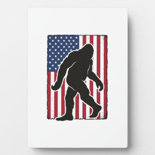 Plaque Photo Drapeau américain vintage silhouette Bigfoot vecte