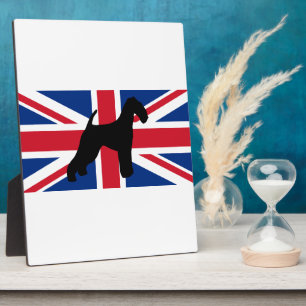 Plaque Photo drapeau de silhouette d'airedale terrier