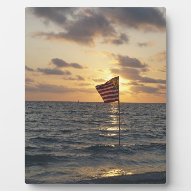 Plaque Photo Drapeau du coucher du soleil (Devant)