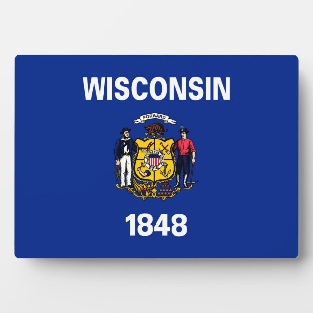 Plaque Photo Drapeau du Wisconsin (Devant)