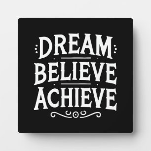 Plaque Photo Dream Believe Achieve - Gym, Hustle, Succès