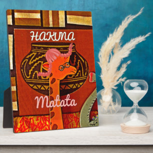 Plaque Photo Drôle Giraffe avec texte cool Hakuna Matata