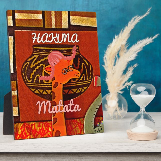 Plaque Photo Drôle Giraffe avec texte cool Hakuna Matata (Côté)