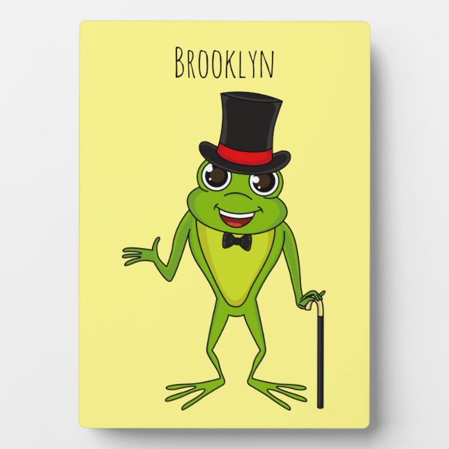 Plaque Photo Drôle grenouille avec chapeau dessus dessin animé (Devant)