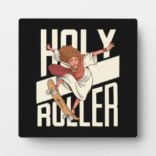 Plaque Photo Drôle Jésus patin à roulettes Holy Roller