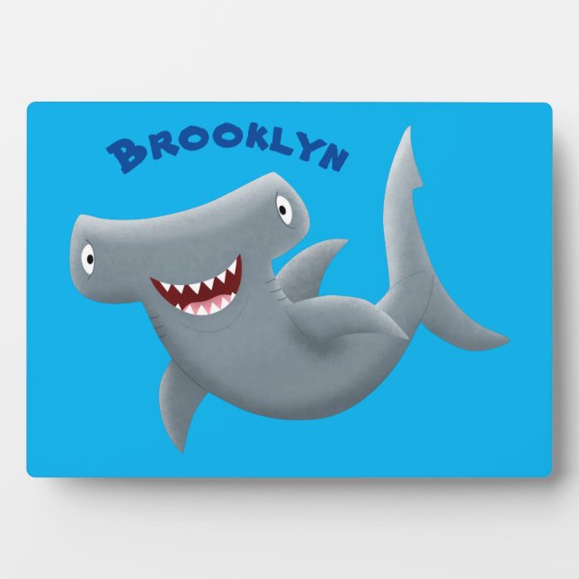 Plaque Photo Drôle mignon requin marteau dessin animé (Devant)