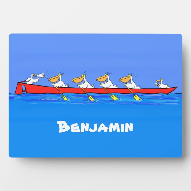 Plaque Photo Drôle pélicans rameurs dessin animé (Devant)