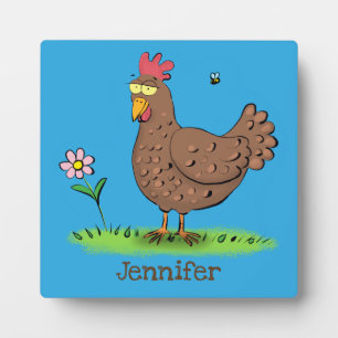 Plaque Photo Drôle poulet rustique whimsical dessin animé