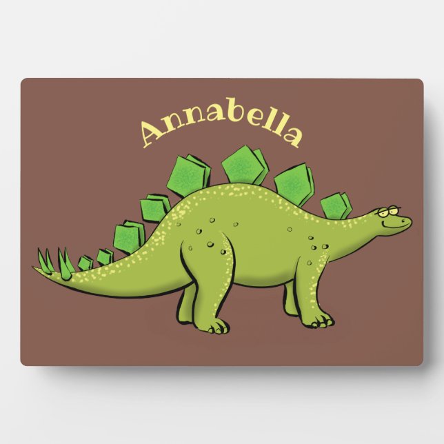 Plaque Photo Drôle stegosaurus dinosaure dessin animé (Devant)