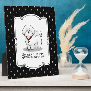 Plaque Photo Drôle Tourbé Bichon Frise Chien - mignon