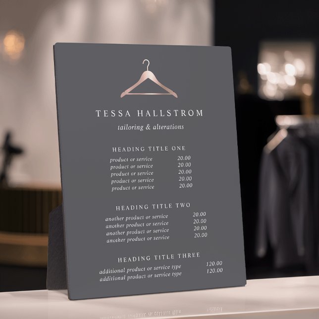 Plaque Photo Écran de prix/services du cintre en or rose (Créateur téléchargé)