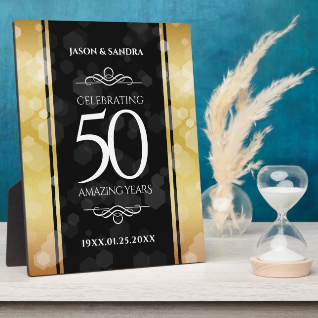 Plaque Photo Élégant 50e anniversaire de Mariage d'or (Côté)