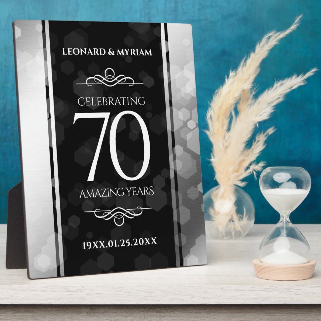 Plaque Photo Élégant 70e anniversaire de Mariage Platinum (Côté)