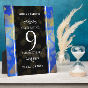 Plaque Photo Élégant 9ème Anniversaire de Mariage Lapis Lazuli