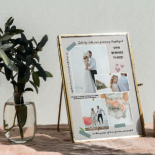 Plaque Photo élégant collage photo de mariage de jeunes mariés 