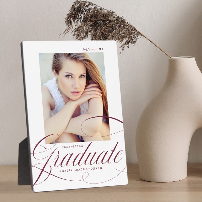 Plaque Photo Élégant Maroon Calligraphie (Créateur téléchargé)