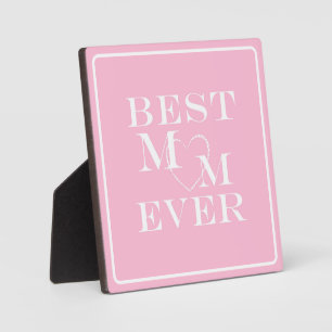 Plaque Photo Elégant, mignon Coeur Blanc Meilleur Maman Jamais"