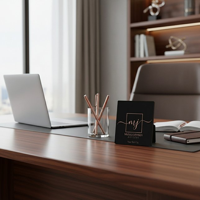 Plaque Photo Elégant or Rose sur noir (Créateur téléchargé)