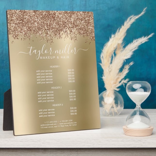 Plaque Photo Elégant rose or parties scintillant maquillage & c (Côté)