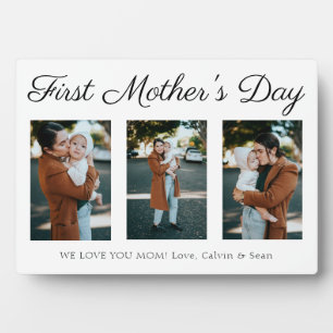 Plaque Photo Élégant Script First Mother's Day Photo Collage