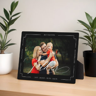 Plaque Photo Élégant Script Meilleur Père Jamais Garde Photo