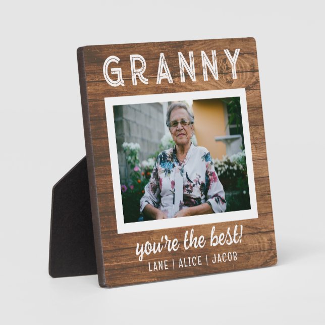 Plaque Photo Elégant Simple Rustique Bois Granny Photo personna (Recto)