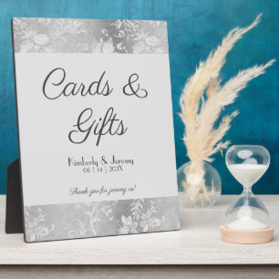 Plaque Photo Élégant Vintage Pewer Mariage Sign Tabletop