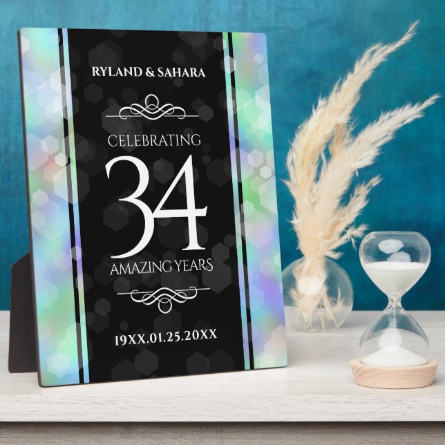 Plaque Photo Élégante 34e anniversaire du Mariage Opal (Côté)