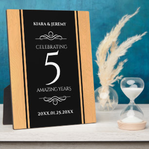 Plaque Photo Élégante 5ème anniversaire de Mariage de bois