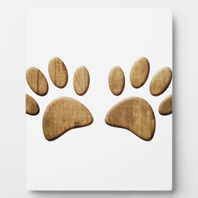 Plaque Photo Empreinte de patte de chien de bois (Devant)